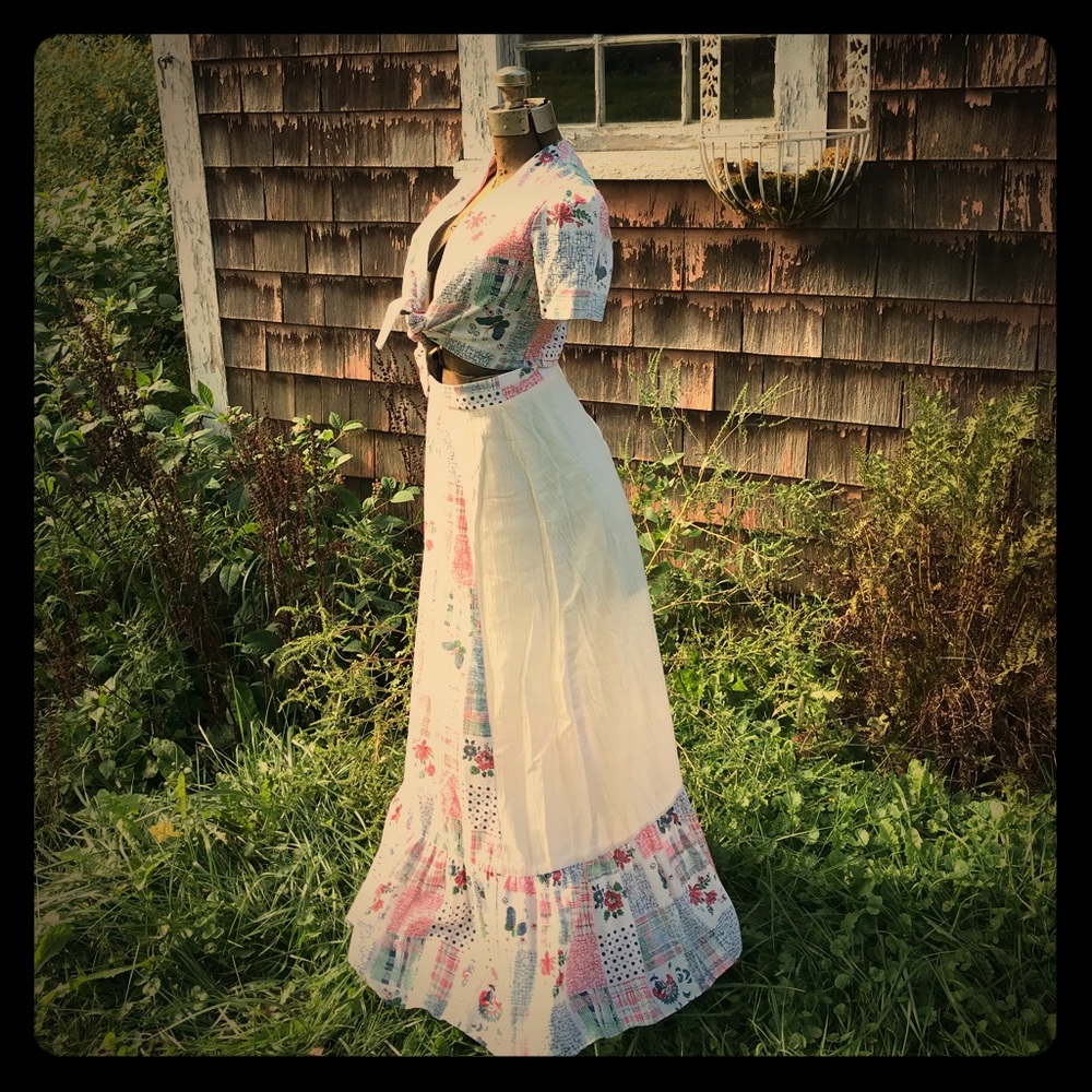VTG. Boho floral, butterfly patchwork, skirt/set